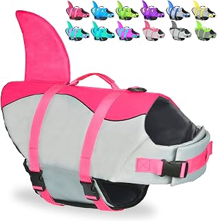 Fragralley Shark Dog Life Jacket, Adjustable Dog Life Vest with Shark Fin, Suit for Small Medium Large Dog Life Vest for Swimming and Boating