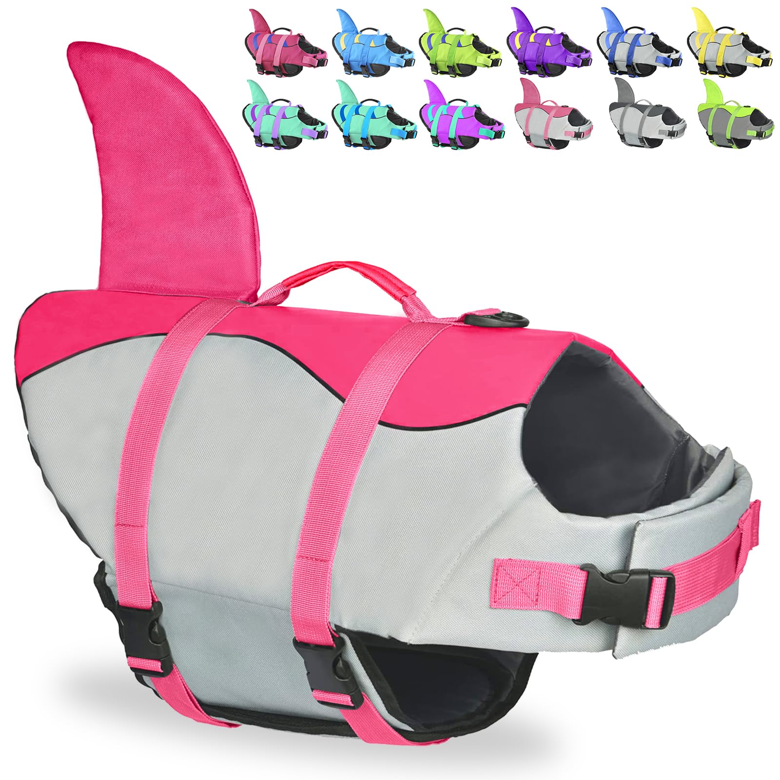 Fragralley Shark Dog Life Jacket, Adjustable Dog Life Vest with Shark Fin, Suit for Small Medium Large Dog Life Vest for Swimming and Boating