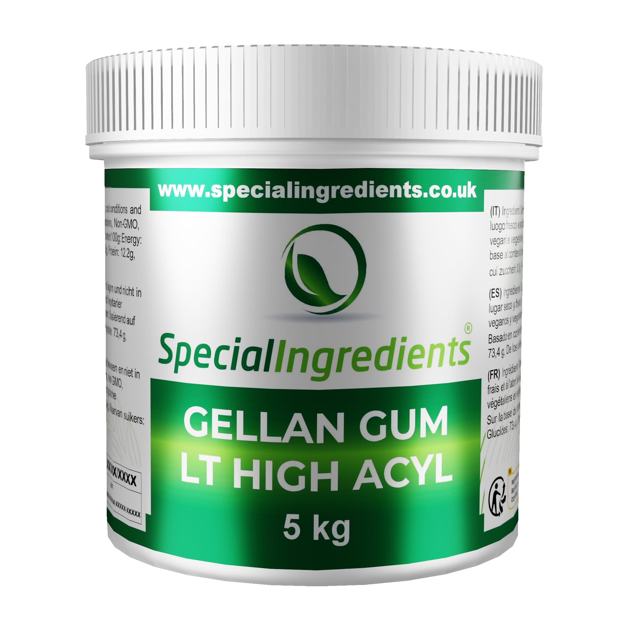 Gellan Gum High Acyl 5kg Premium Quality Powder Non-GMO, Gluten Free – Recyclable Container