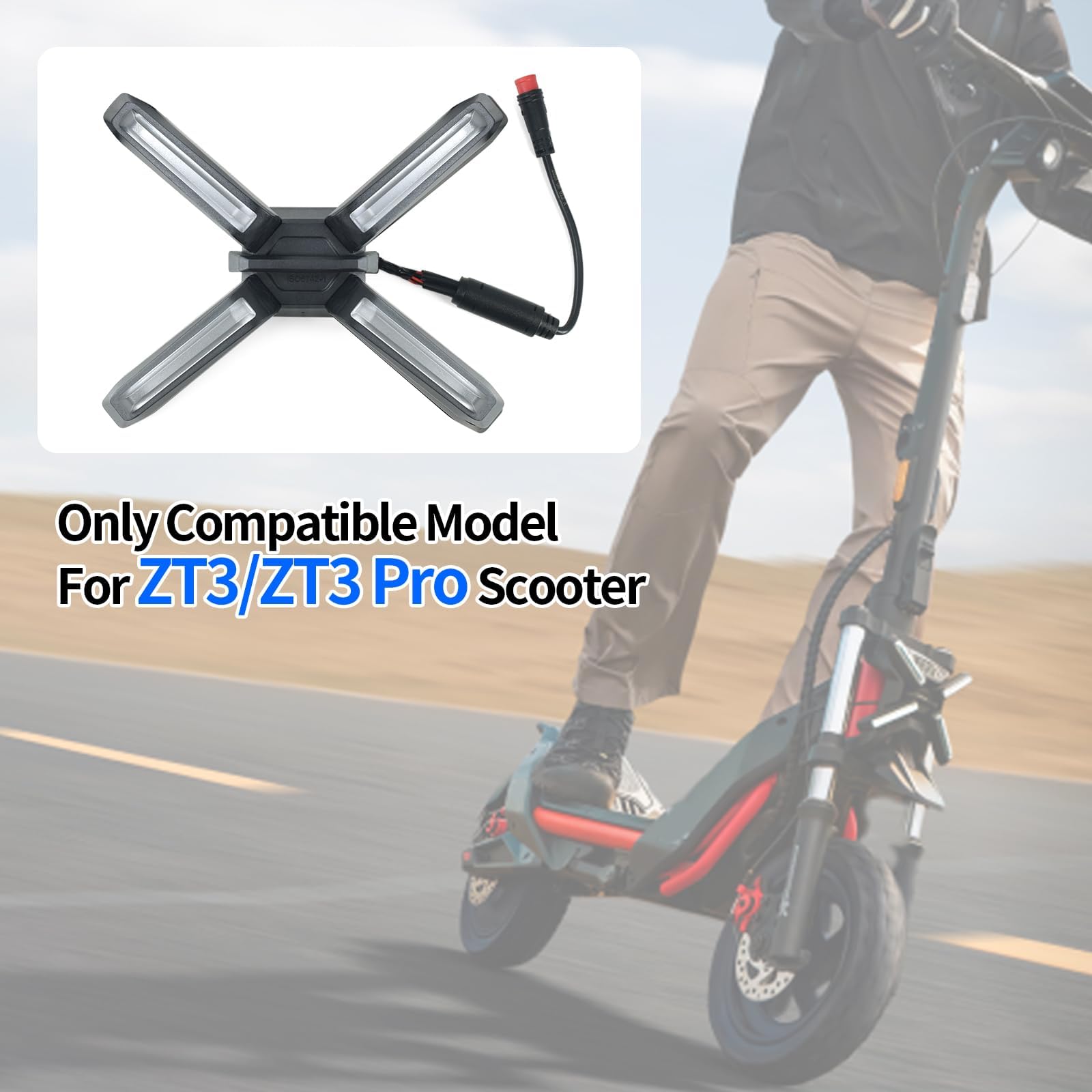 JOYSOG Faro anteriore luminoso a forma di X per scooter Ninebot ZT3/ZT3 Pro elettrico per bici elettrica