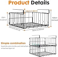 Vista 7 de Cesta de almacenamiento colgante debajo del estante, paquete de 4 unidades plegables debajo del gabinete, organizador de alambre de metal