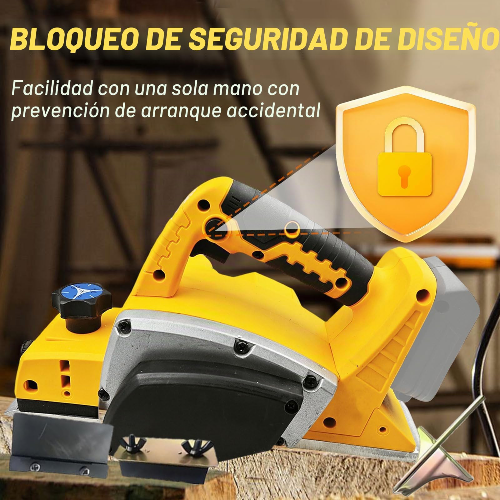 Cepilladora eléctrica (20 V, 16500 rpm, ancho 82 mm, profundidad ajustable 0-2 mm, cepilladora manual para carpintería y bricolaje (sin batería)