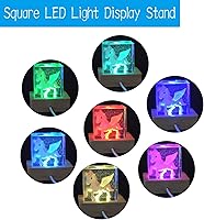 Vista 9 de YAKAMOZ Base de exhibición de luces LED, 2 piezas, soporte de base iluminada de madera para arte de resina de vidrio láser