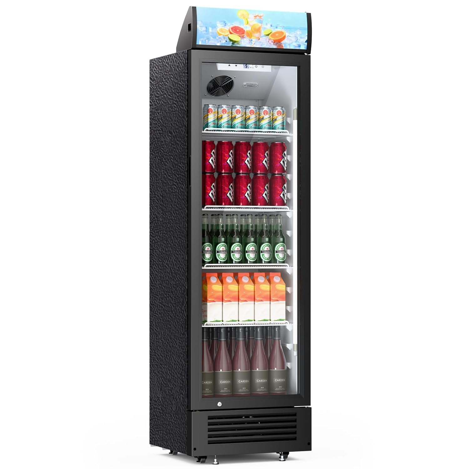 Antarctic Star Outdoor Beverage Refrigerator, 6 Cu. Ft. Glass Door Drink Fridge, Commercial Display Refrigerator with 4 Adjustable Shelves, for Shops, Restaurants, Bars