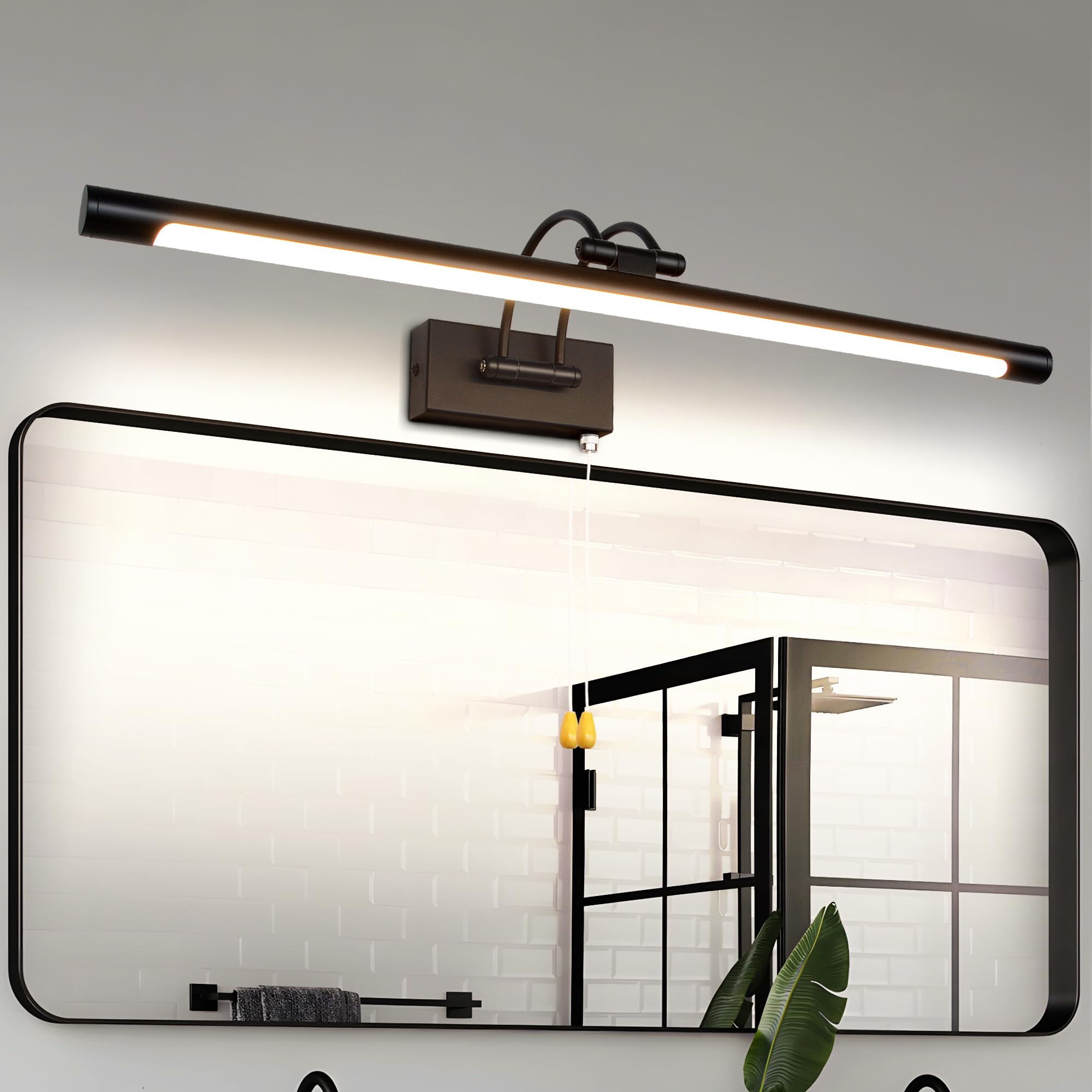 MantoLite LED Lampade da Parete per Quadri,12W 3000K Illuminazione per Interni con testa Girevole e Interruttore, Specchio da Bagno Illuminazioni per Pareti Lampade Lettura Applique (Nero,60CM)