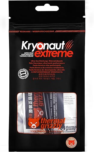 Miniatura 8 de Thermal Grizzly Kryonaut Extreme - 0.07 oz - Pasta térmica de alto rendimiento con 12 toallitas de limpieza, 6 húmedas y 6 secas, para una máxima
