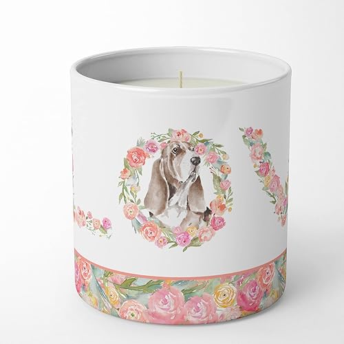 Caroline's Treasures WDK4324CDL Basset Hound #9 Love - Vela decorativa de soja de 10 onzas, aceite esencial de cera de soja natural, decoración del