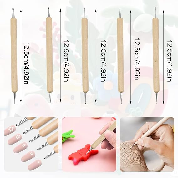 20 Pcs Polymer Clay Tools, Clay Sculpting Tools Clay Modelling Tools Ball Stylus Dotting Tools Ceramic Tools Clay Pottery Tools Clay Carving Tools with Storage Bag for Embossing Ceramics Sculpture