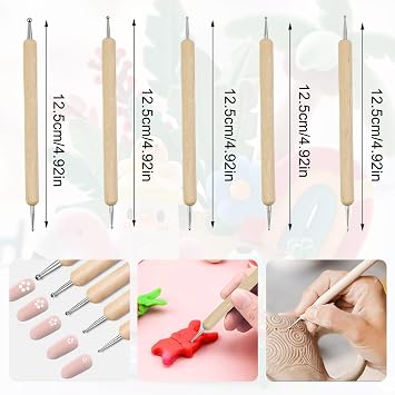 20 Pcs Polymer Clay Tools, Clay Sculpting Tools Clay Modelling Tools Ball Stylus Dotting Tools Ceramic Tools Clay Pottery Tools Clay Carving Tools with Storage Bag for Embossing Ceramics Sculpture