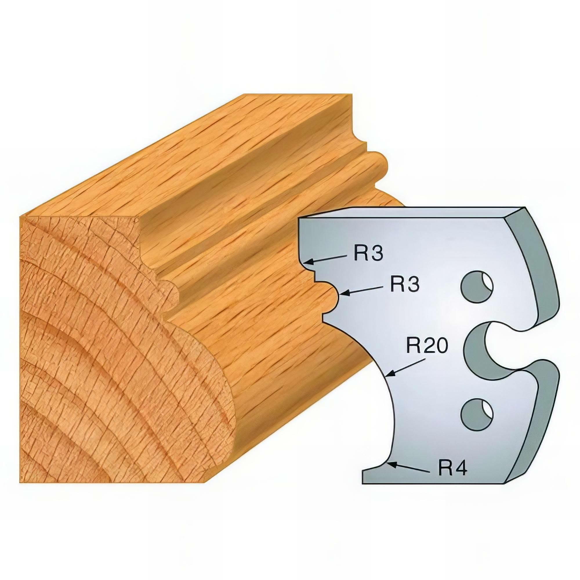 243 : Jeu de 2 fers moulure ht 50 mm pour porte outils entr'axe plot 24 mm