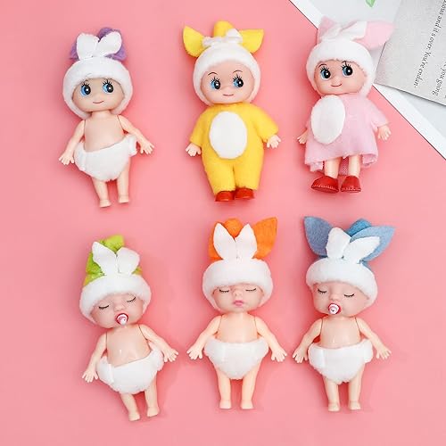 Miniatura 4 de ONEST 6 juegos de muñecas de 4 pulgadas lindas muñecas de bebé mini muñecas con ropa mini muñecas de bebé con accesorios para muñecas