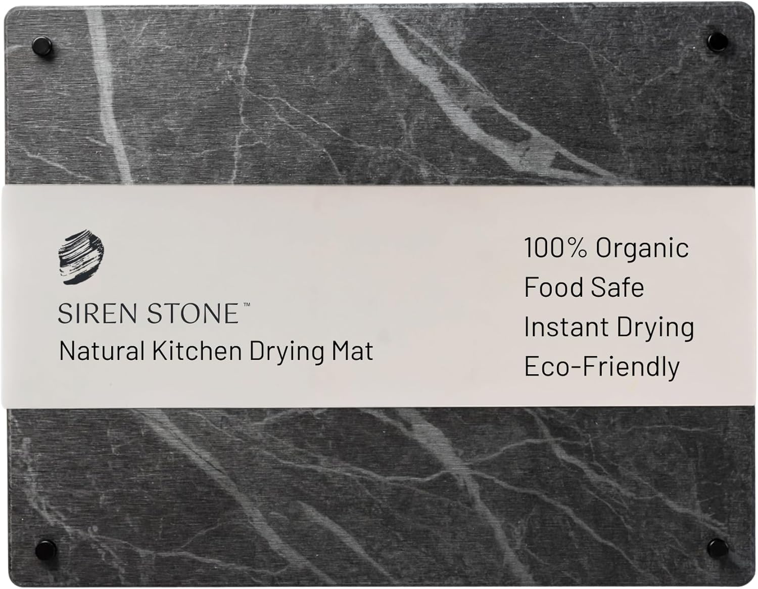 LARGE Siren Stone Natural Dish Drying Mat for Kitchen Counter - Premium Diatomaceous Earth Mat | Quick Drying, Super Absorbent | Non-Toxic, BPA-Free, Eco-Friendly | Female-Founded USA Brand (18"x14")