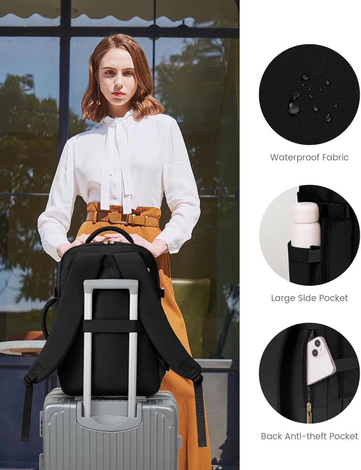 LOVEVOOK Carry On Travel Backpack For Women Flight Approved, 40L Personal Item Backpack Flight Approved, TSA Travel Bag Fit 17 Inch Laptop, Business Weekender Overnight Waterproof Daypack with 2 Cubes