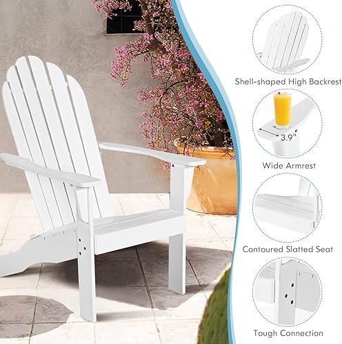 Miniatura 4 de Tangkula Silla Adirondack, tumbona Adirondack de madera de acacia, sillones para exteriores con asientos de listones, resistente a la intemperie