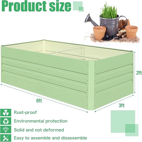 Miniatura 5 de SnugNiture Cama de jardín elevada galvanizada de 6 x 3 x 2 pies caja de metal grande para exteriores kit de acero para verduras flores hierbas y