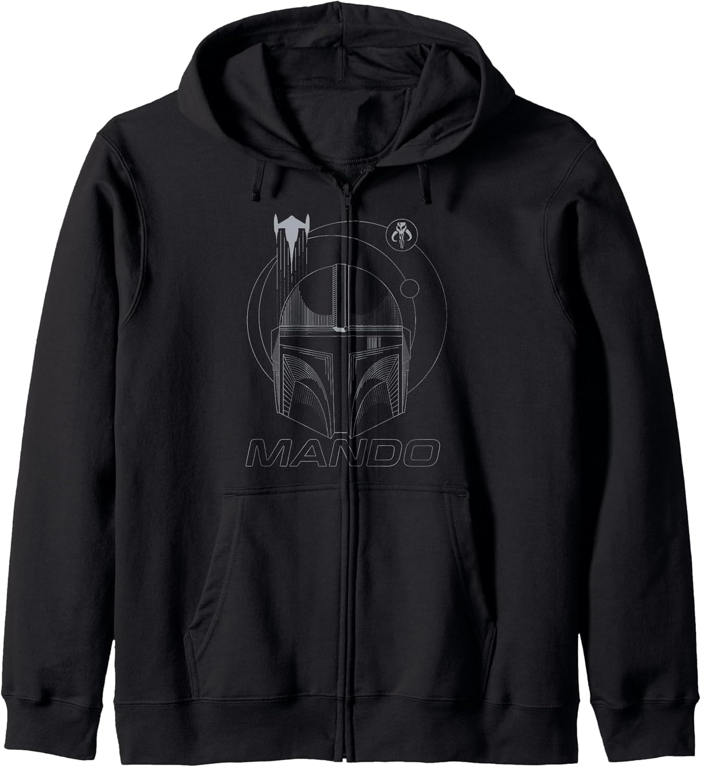 Star Wars: The Mandalorian Line Art Vintage Mando Helmet Zip Hoodie