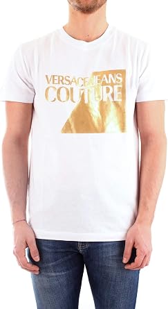 Versace Jeans Couture White 100% Cotton Oversized Split Foil Logo Short Sleeve T-Shirt