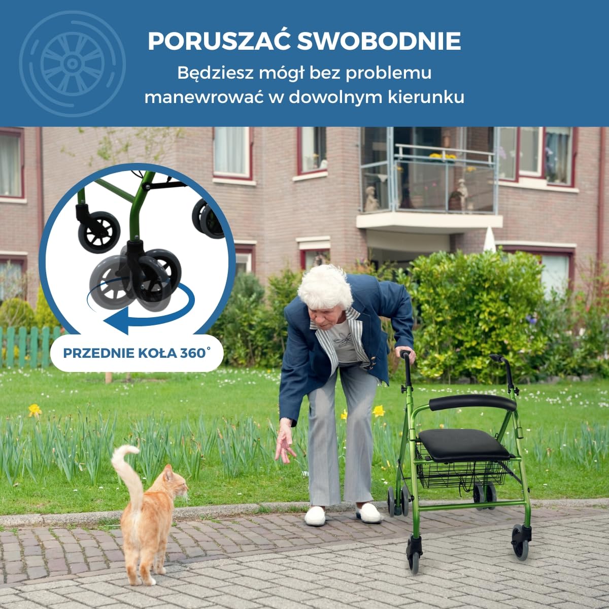 Składany chodzik | Siedzisko i oparcie | Aluminium | Koszyk | Dla osób starszych | Zielony | Prado | Mobiclinic