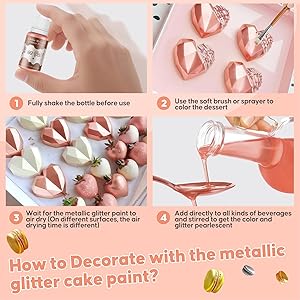8 Edible Metallic Glitter Paint Set - Pearlescent Food Coloring for Cake Decorating & Food Grade Vibrant Cake Paint for Baking Fondant Gumpaste Chocolate Candy Cookie Cooking Donut-0.35 Fl.oz/Bottle
