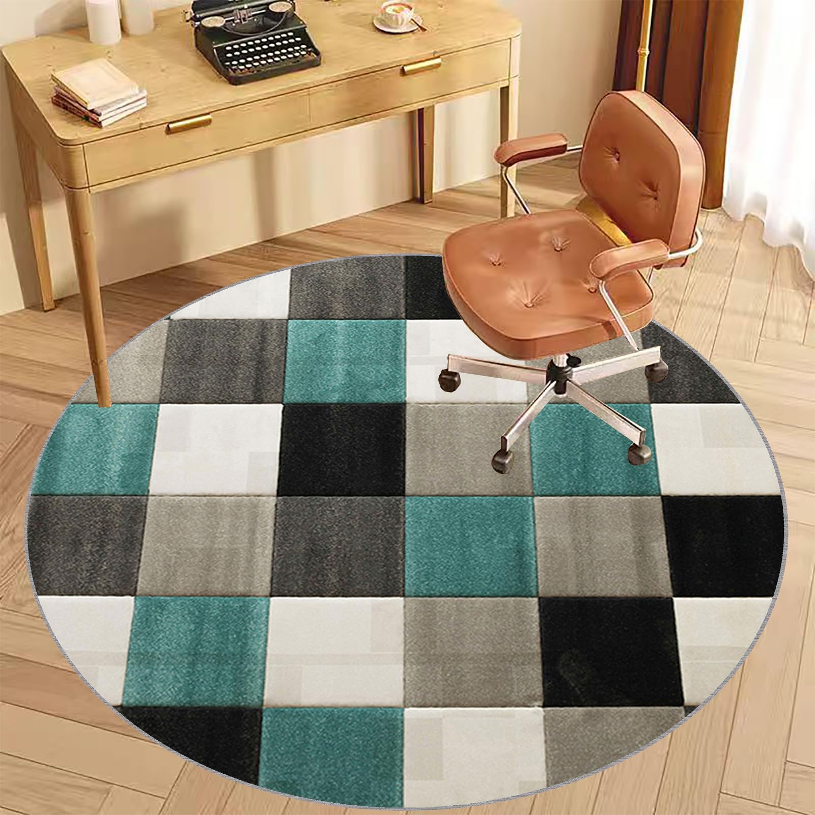 Sedia Ufficio Tappeto Rotondo Gaming Pavimento Tappetino di Protectors Pavimenti per Parquet Piastrelle Tappeto Salvapavimento Tappetino Tappetino Rotondo per Pavimento Multiuso 90 cm