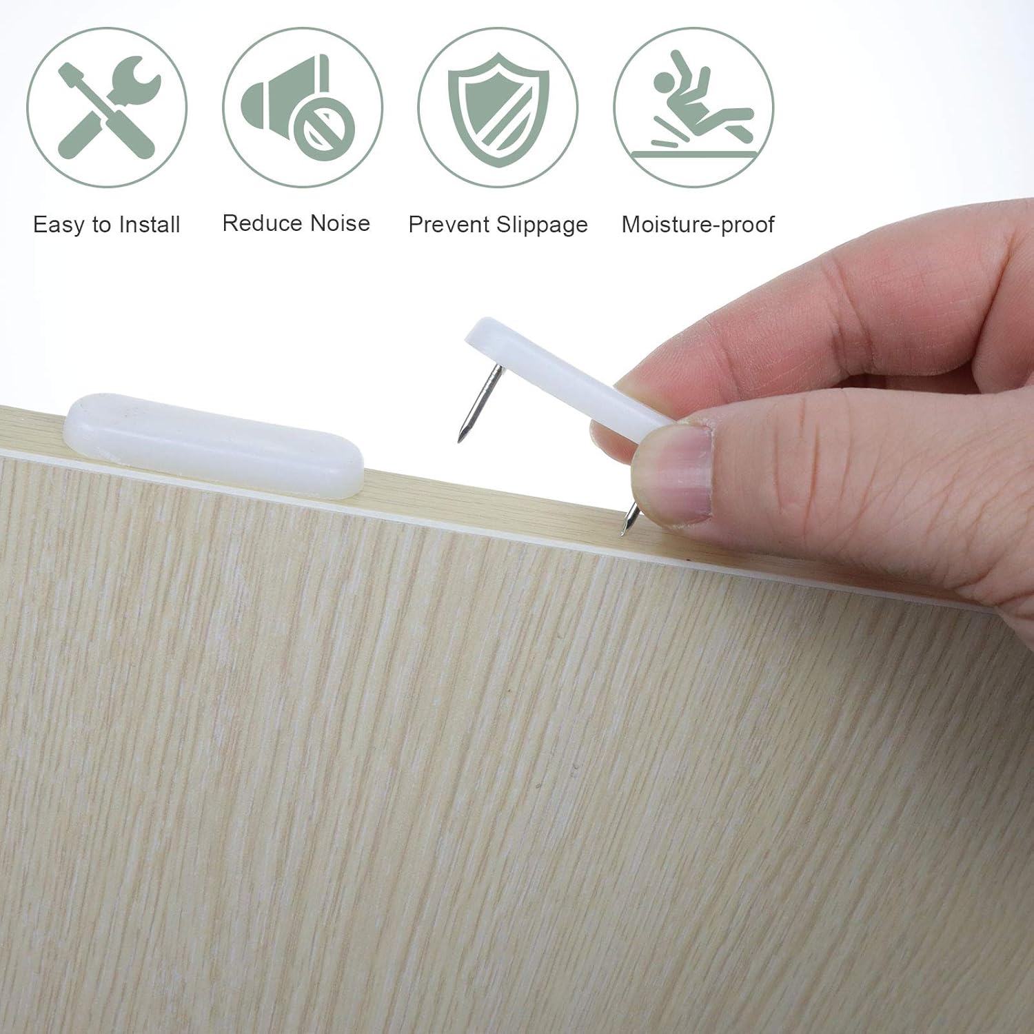 TABEST 30 Pieces White Plastic Head Double Pins Bed Skirt Holding Pins Bed Skirt Pins Furniture Chair Leg Pads Slipcover Pins Glide Nails for Sofas and Chairs Mute Skid Proof -