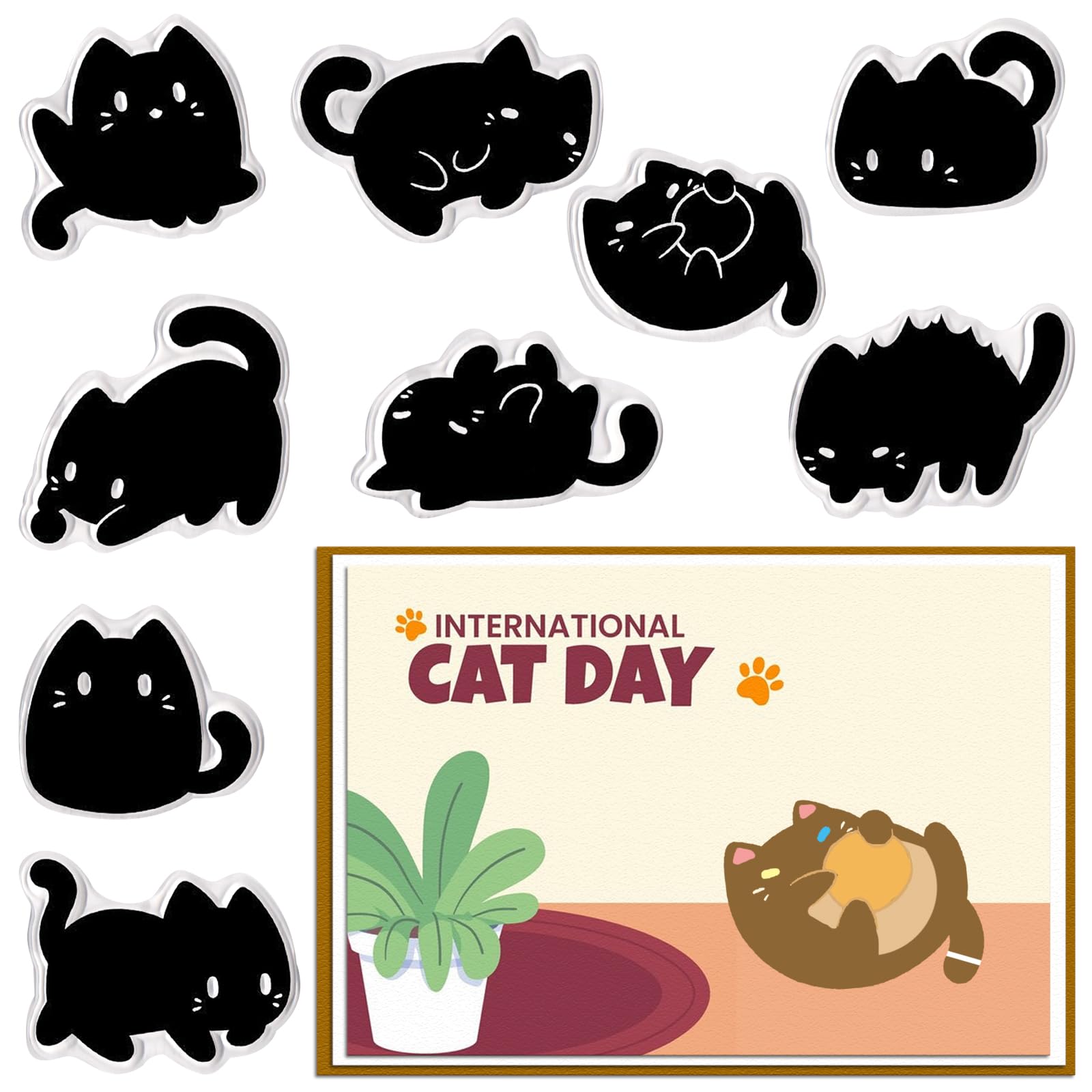9 Cats Clear Cat Stamps - Cute Cartoon Kitty Transparent Rubber Seal Stamps for DIY Scrapbooking Paper Card Crafting