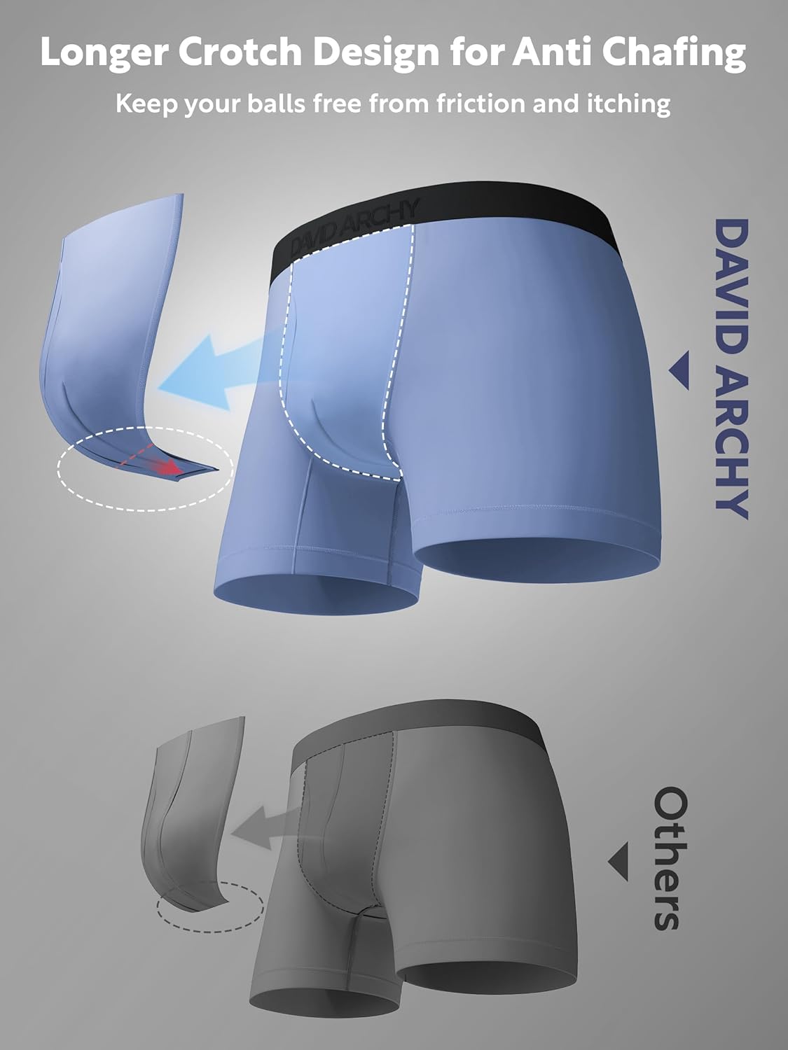 DAVID ARCHY Men's Underwear Boxer Briefs 4 Pack Ultra Soft Breathable Moisture-Wicking Viscose with Fly Pouch Tagless No Roll - Image 4