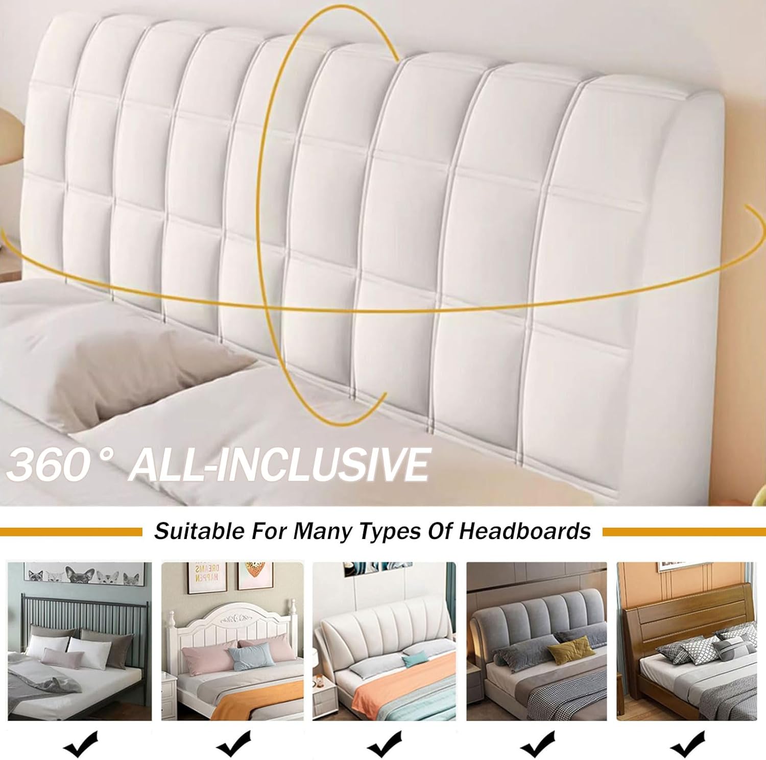 Head Board Covers Double Single Queen King Size Bed Head Cover Upholstered/Leather/Wood Bed Backrest Protector Dust-Proof Decoratio Crystal Velvet Stretch Bed Headboard Slipcover(150cm,Brown)