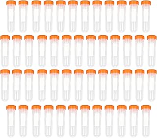WOOXGEHM 50Pcs Plastic Test Tubes, 50ml Accurate Scale, Screw Lid Centrifuge Tubes for Beads, Bath Salts, Powder, Liquid Storage, Suitable