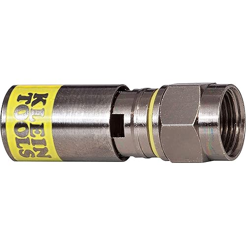 Klein Tools VDV812-606 F-Connector for RG6/6Q Coaxial Cable, Universal Compression Connectors, Male, Professional Grade, 10-Pack