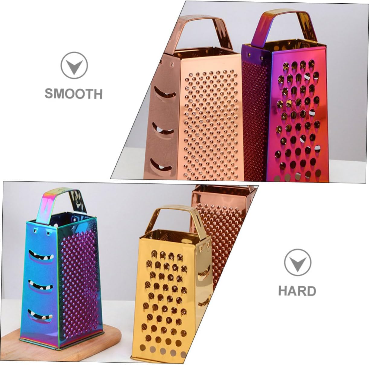 Stainless Steel Cheese Grater, 4 Sided Manual Kitchen Tool