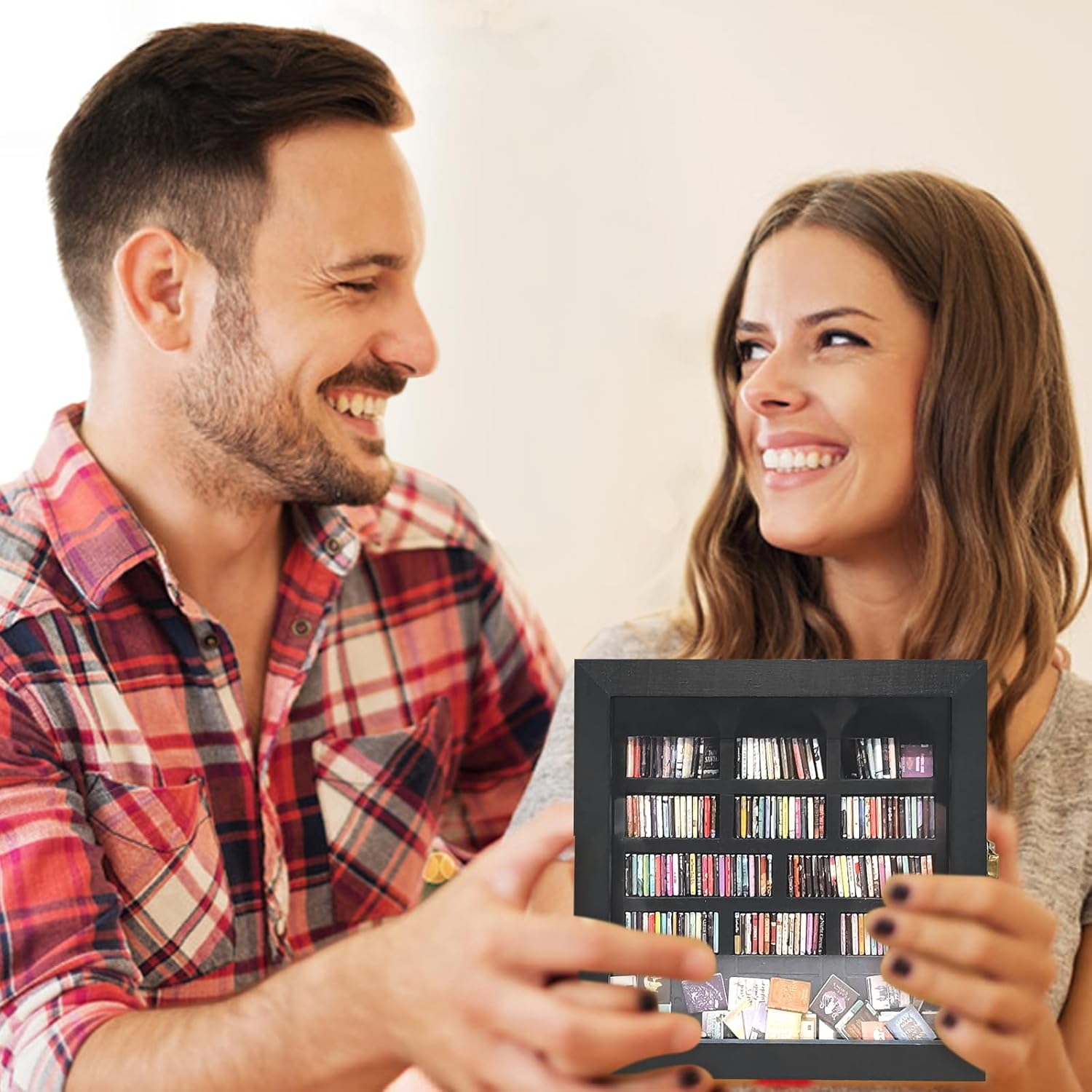Anxiety Bookshelf Mini Books Display for Stress Relief and Fun Decor, Perfect Decorative Miniature Library for Book Lovers, Ideal for Home Decor, Office Decor, and Thoughtful Gift - Black