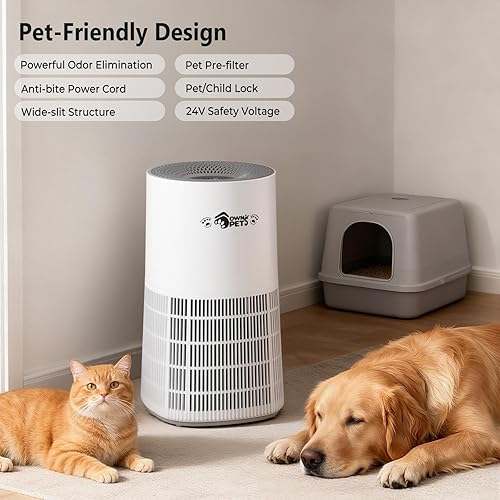 Miniatura 6 de Ownpets Purificador de aire para mascotas con HEPA y filtro de carbón activado, filtro lavable 5 en 1 para habitaciones grandes de hasta 2200 pies