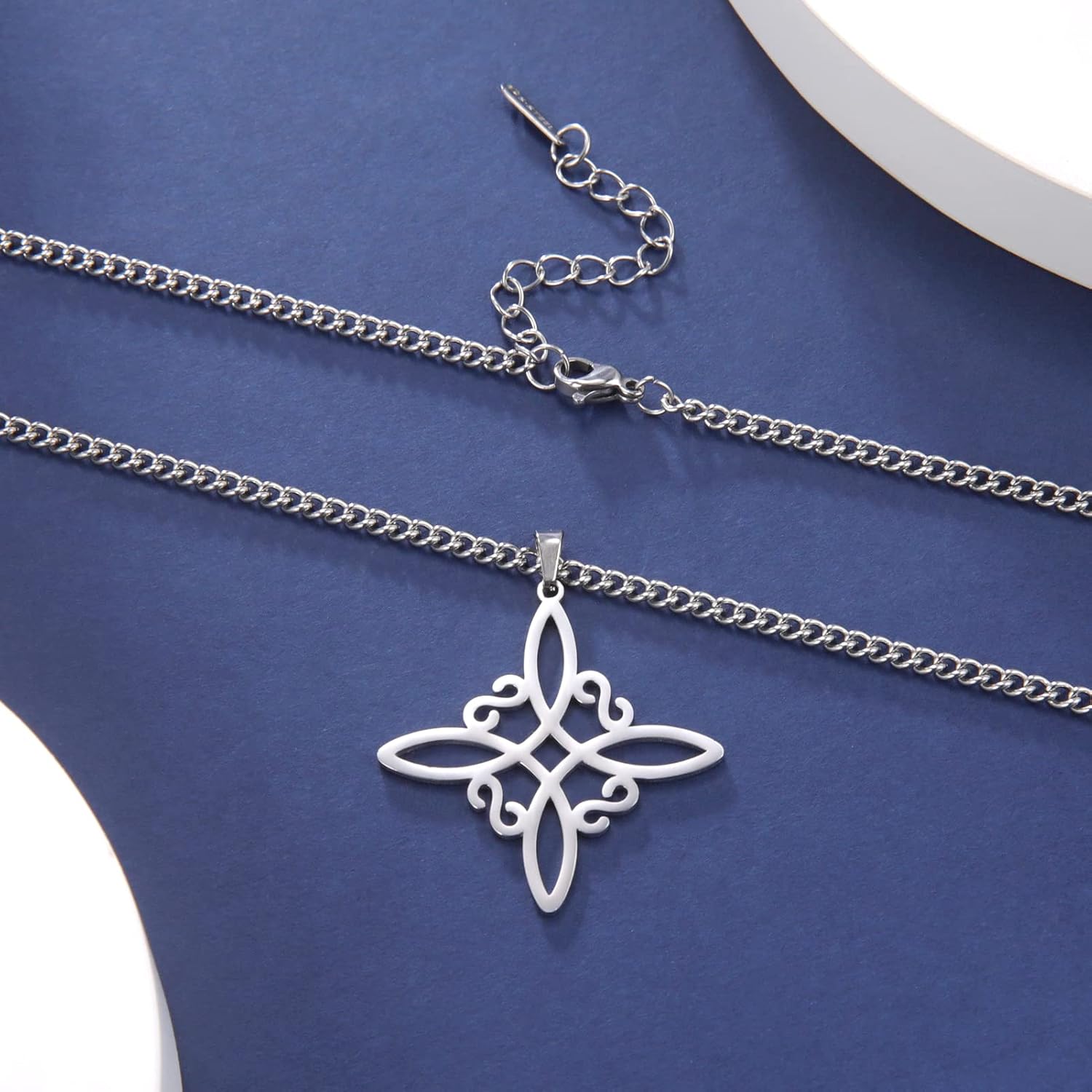 Dreamtimes Silver Color Witch Necklace for Women Celtic Knot Necklace Witches Knot Protection Amulet Triquetra Necklace Wiccan Jewelry Satanic Necklace Witch Pendant Jewelry - Image 4