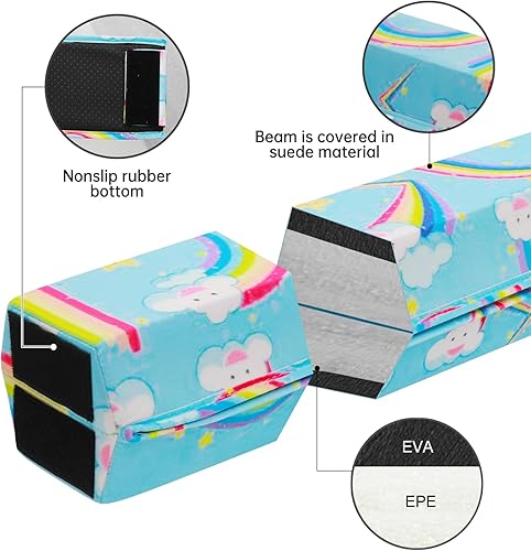Miniatura 17 de FBSPORT Haz de equilibrio de 8 pies/6 pies: equipo de gimnasia plegable para niños y adultos, base de goma antideslizante, viga de gimnasia