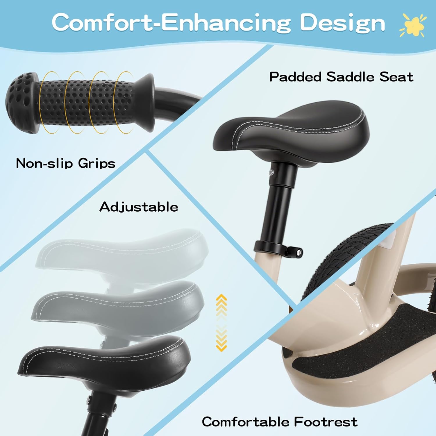 Toddler Balance Bike 3 Year Old,12 Inch Inflatable Rubber Tires,No Pedal Kids Toy Bike for 3-6 Years Old,The Perfect First Bike 3-6 Boys Girls, Multiple Colors