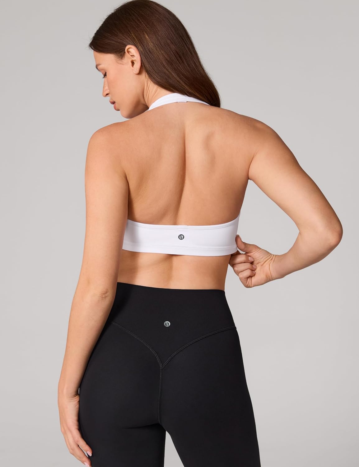 UNISSU Hugcurve Halter Detachable Racerback Sports Bras for Women Square Neck Padded Open Back Yoga Workout Top