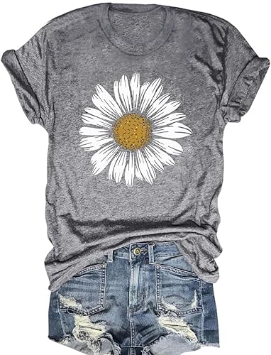 Women's Vintage Floral T Shirt Boho Wildflower Graphic Loose Tees