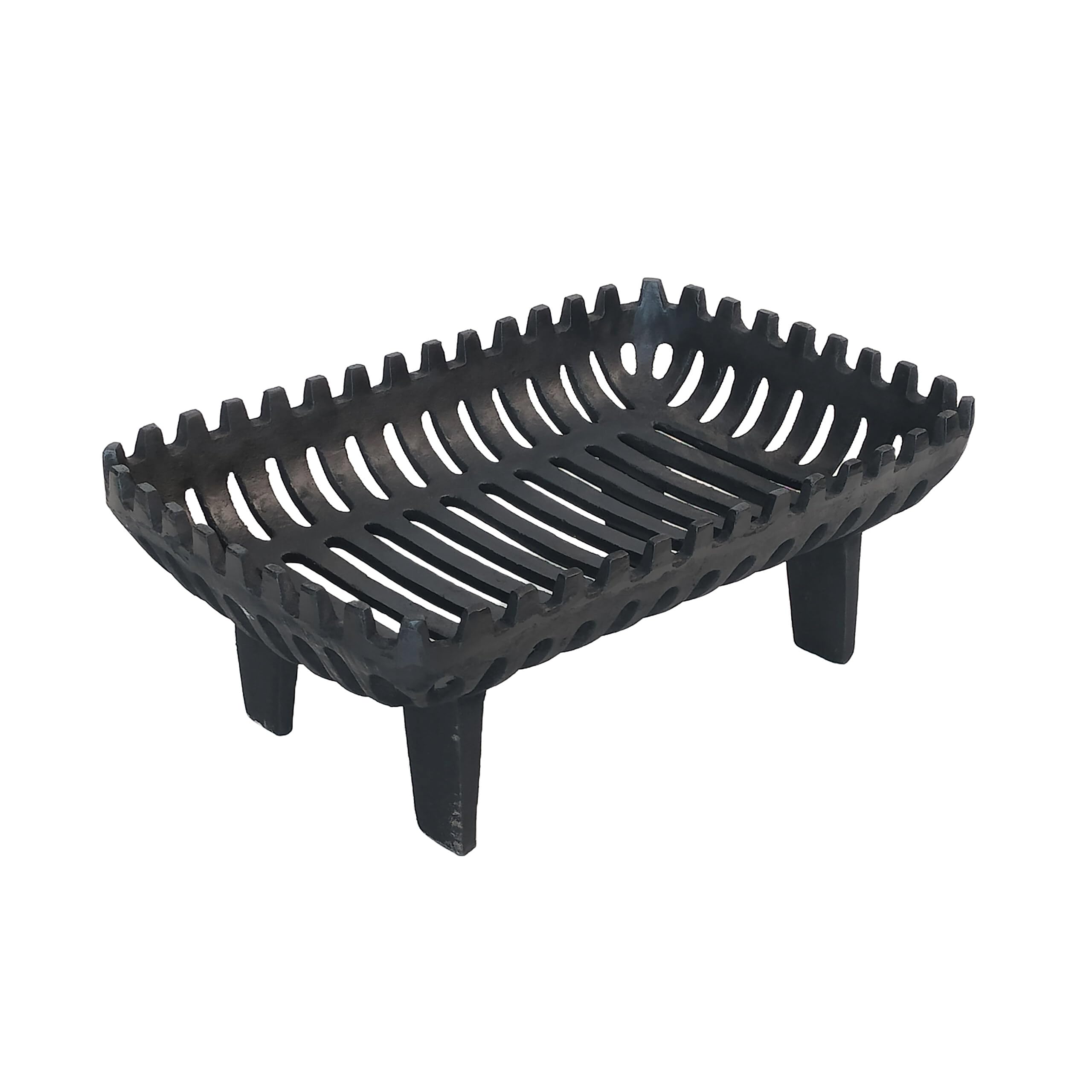 Relaxdays Fire Grate, Log Rack for Fireplace, HWD: 16 x 42 x 28 cm, Sturdy, Heavy, Grate with Legs, Cast Iron, Black