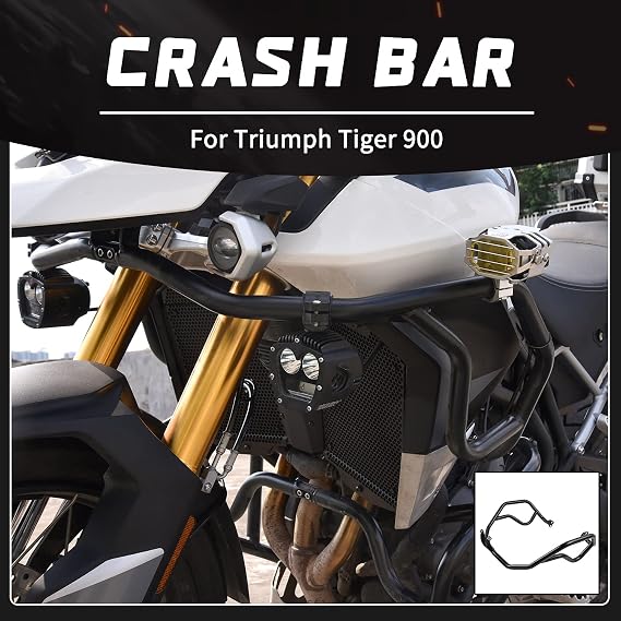 Fairing Highway Crash Bar Upper Lower Engine Guard Bumper Stunt Cage Frame Falling Protector for T-riumph Tiger 900 Rally/GT/PRO 2020 2021 2022 2023 Dual-Sport Motorcycle Parts (Black-One Set)