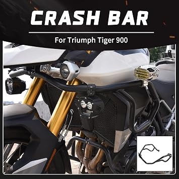 Fairing Highway Crash Bar Upper Lower Engine Guard Bumper Stunt Cage Frame Falling Protector for T-riumph Tiger 900 Rally/GT/PRO 2020 2021 2022 2023 Dual-Sport Motorcycle Parts (Black-One Set)
