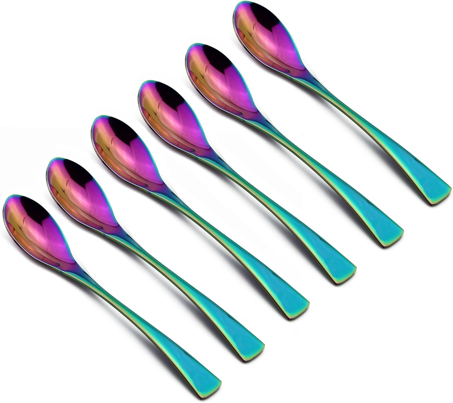 8 Inches 18/10 Stainless Steel Dessert Spoon, Mirror Finished Black, Set of 6