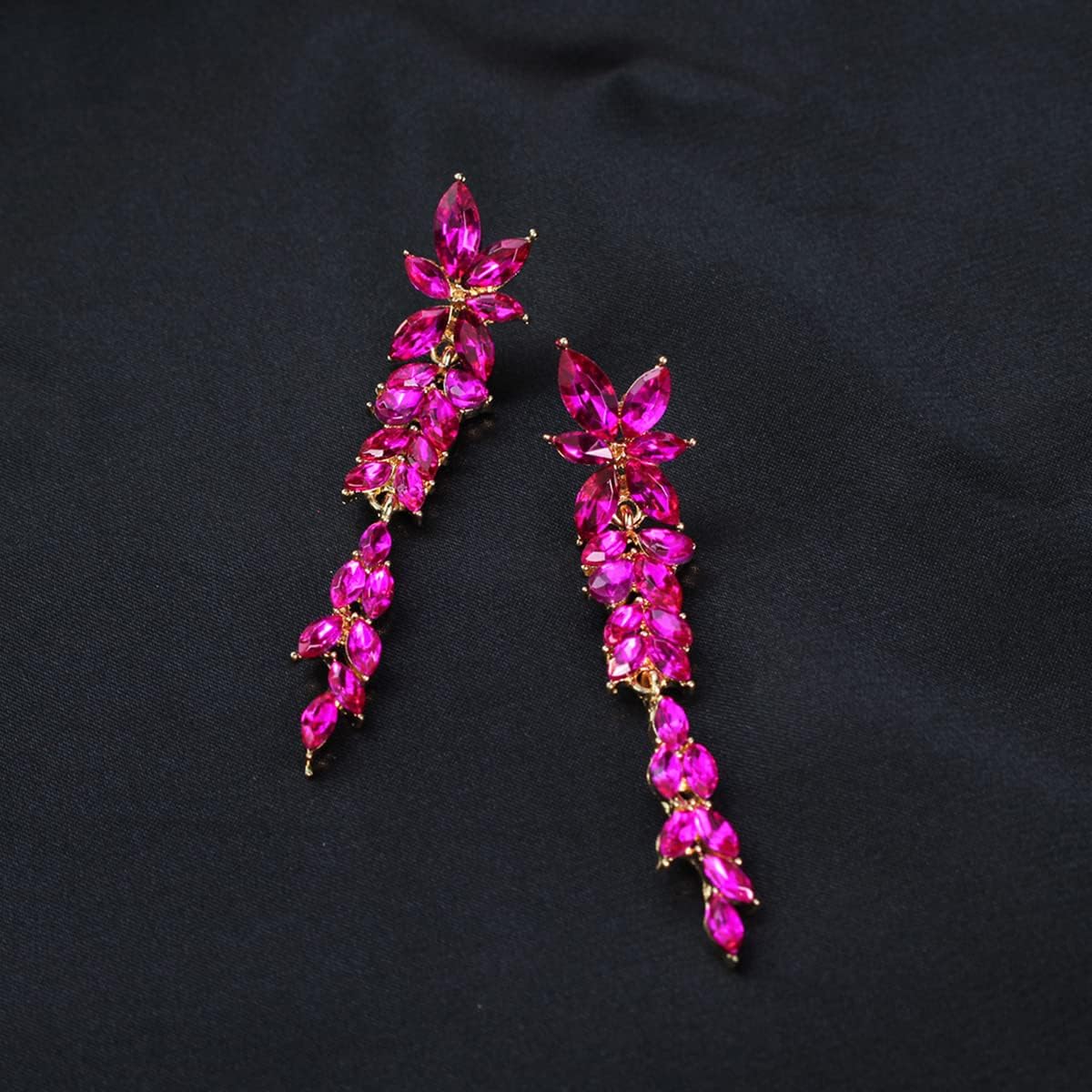 Fashion Rhinestone Statement Drop Dangle Earrings Dangling Sparkly Crystal Marquise Bridal Bridesmaid Wedding Earrings Long Chandelier Teardrop Earrings for Women Prom Party - Image 7