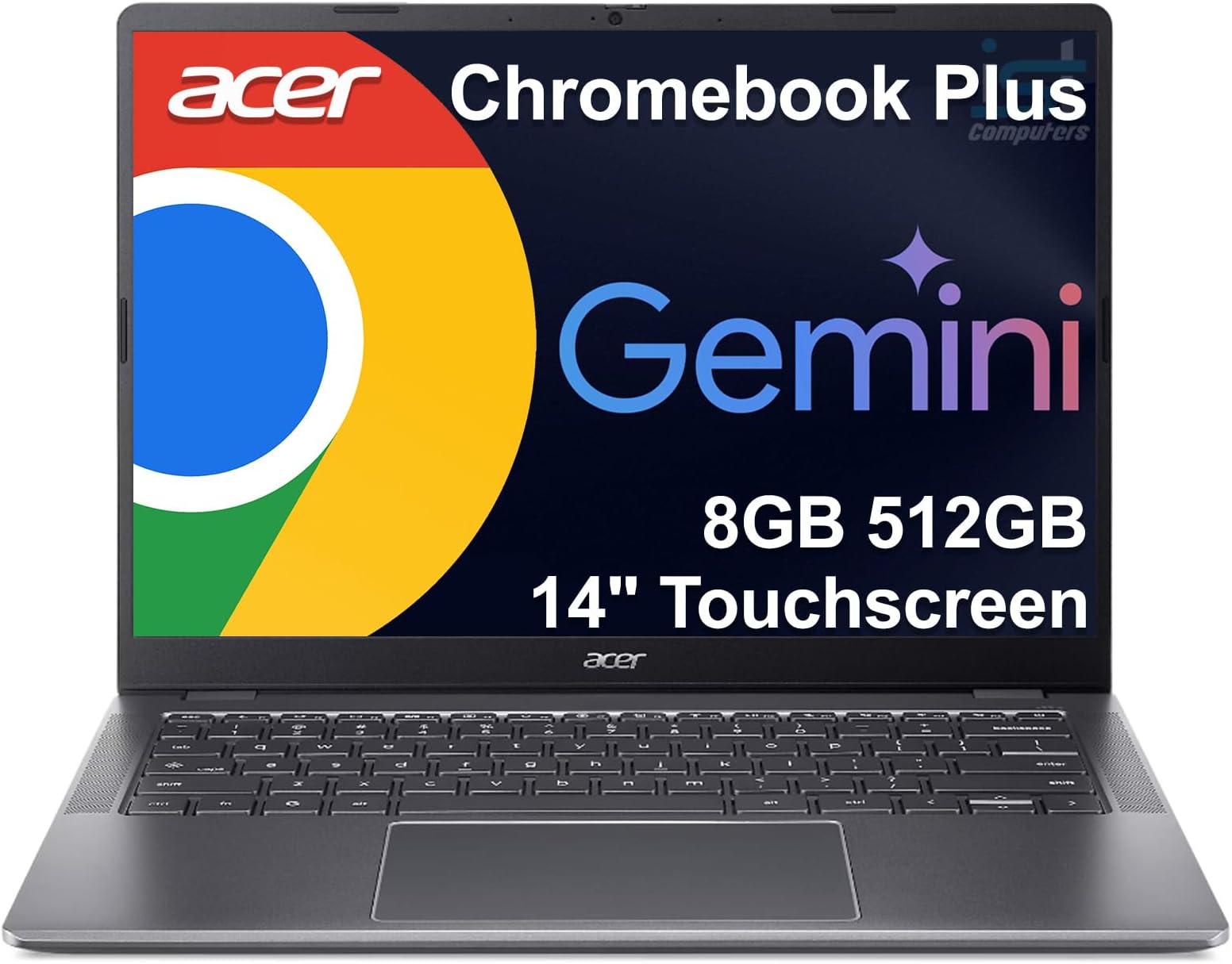 Acer Chromebook Plus 514 Laptop (14" FHD+ Touchscreen, Intel 8-Core i3-N355, 8GB RAM, 512GB SSD) Education, K12, Students & Business, 1080p Webcam, Backlit KB, Lightweight, Google AI, Chrome OS