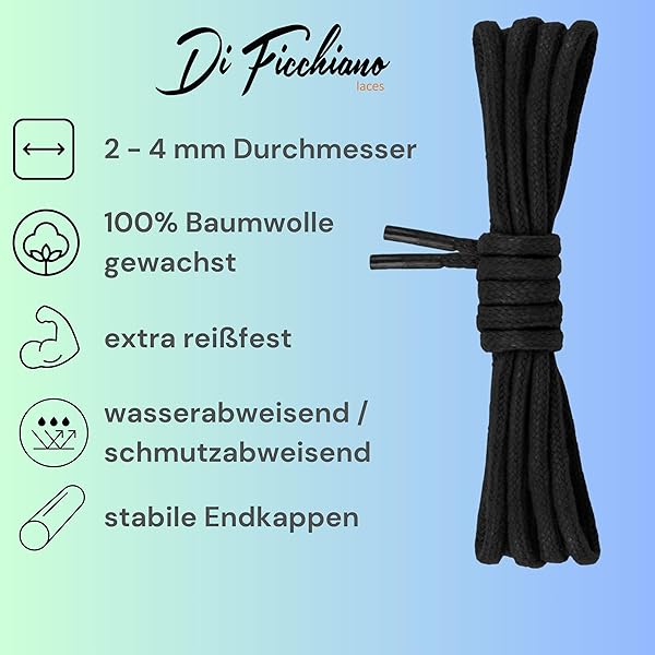 Di Ficchiano, lacci cerati premium, lacci rotondi per scarpe eleganti e scarpe in pelle, diametro 2-3 mm, lunghezza 45-120 cm, resistenti agli strappi - 2