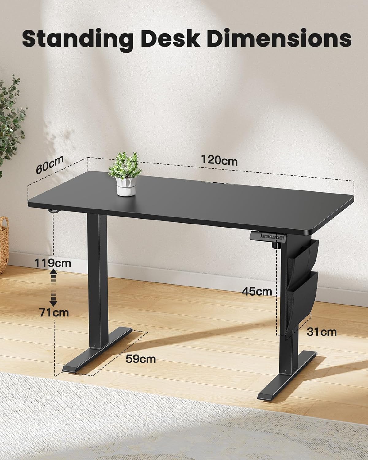 ErGear Standing Desk Dimensions diagram