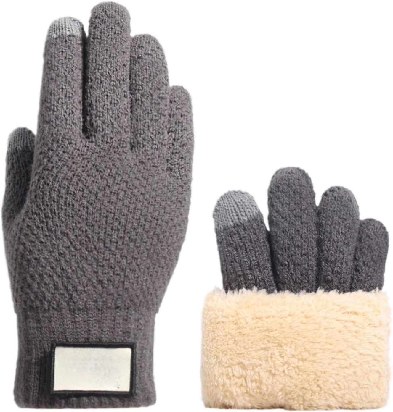 Winter Thermal Touchscreen Gloves, Fleece Lined Double Layer Thick Knitted Warm Cold Weather Handwear