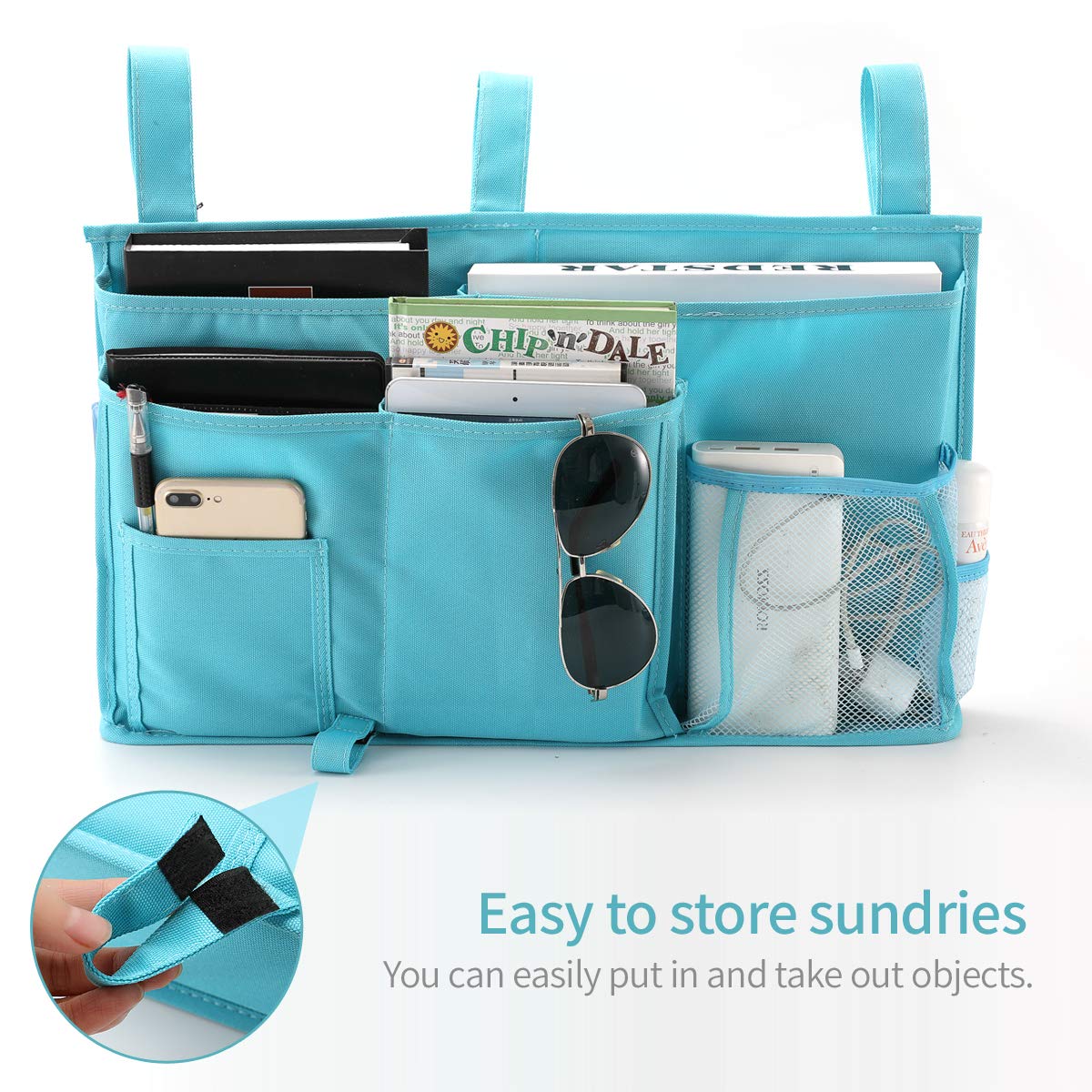 Bseash Organizador para Literas, Bolsa de Almacenaje Colgante para Literas, 8 Bolsillos, para Dormitorios Universitarios, Cama de Hospital, Barandillas de Cama de Bebé, Tela Oxford 600D