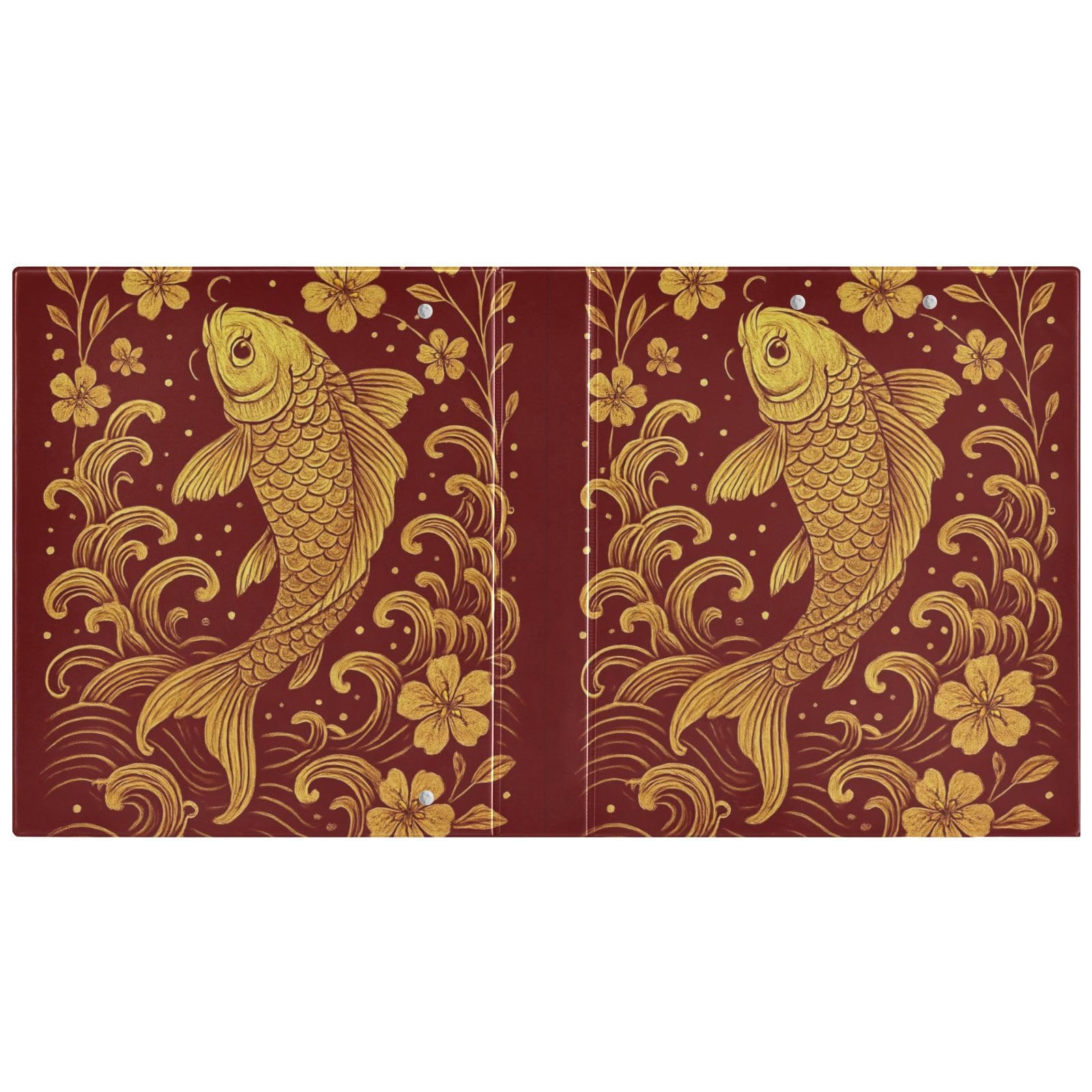 Fish Red Elegant - Carpeta de 3 anillos de 1.5 pulgadas, carpeta de anillos en D, paquete de 2 | Con portapapeles y bolsillos, para escuela, universidad, oficina