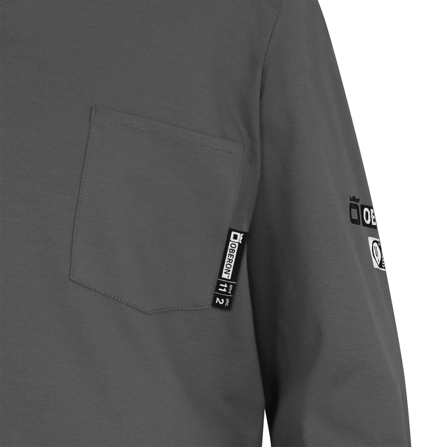 Oberon FR Arc Rated Safety Shirt For Men - Cotton Henley - Flame Resistant - 11 Cal - Pocket - Gray - Image 2